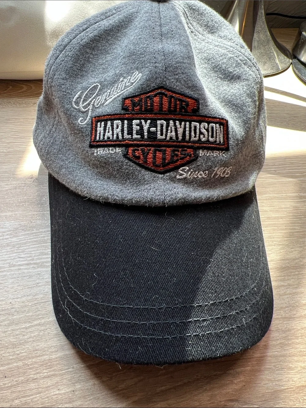 Harley-Davidson Gray and Black Embroidered Logo Cap